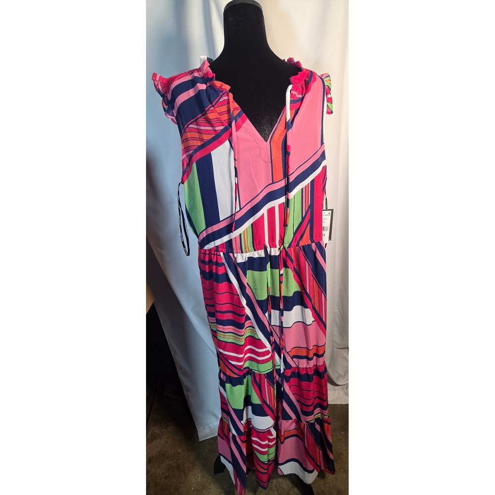 Julia Jordan Multi Color Geometric Abstract Ruffle Maxi Dress JJ38956 Size 12